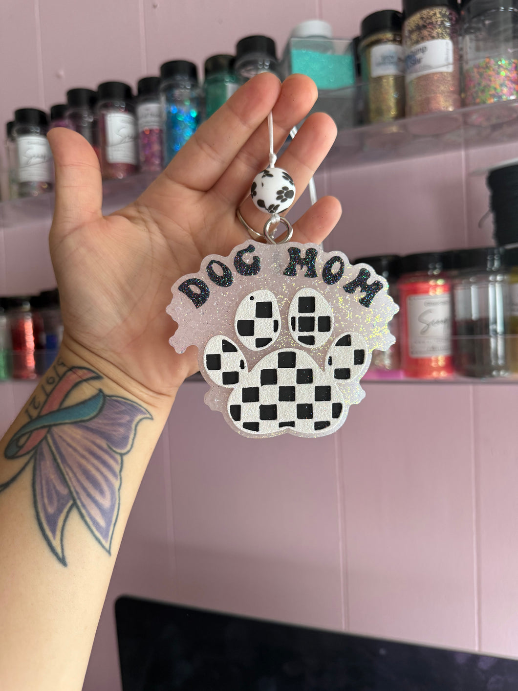 checkered dog mom