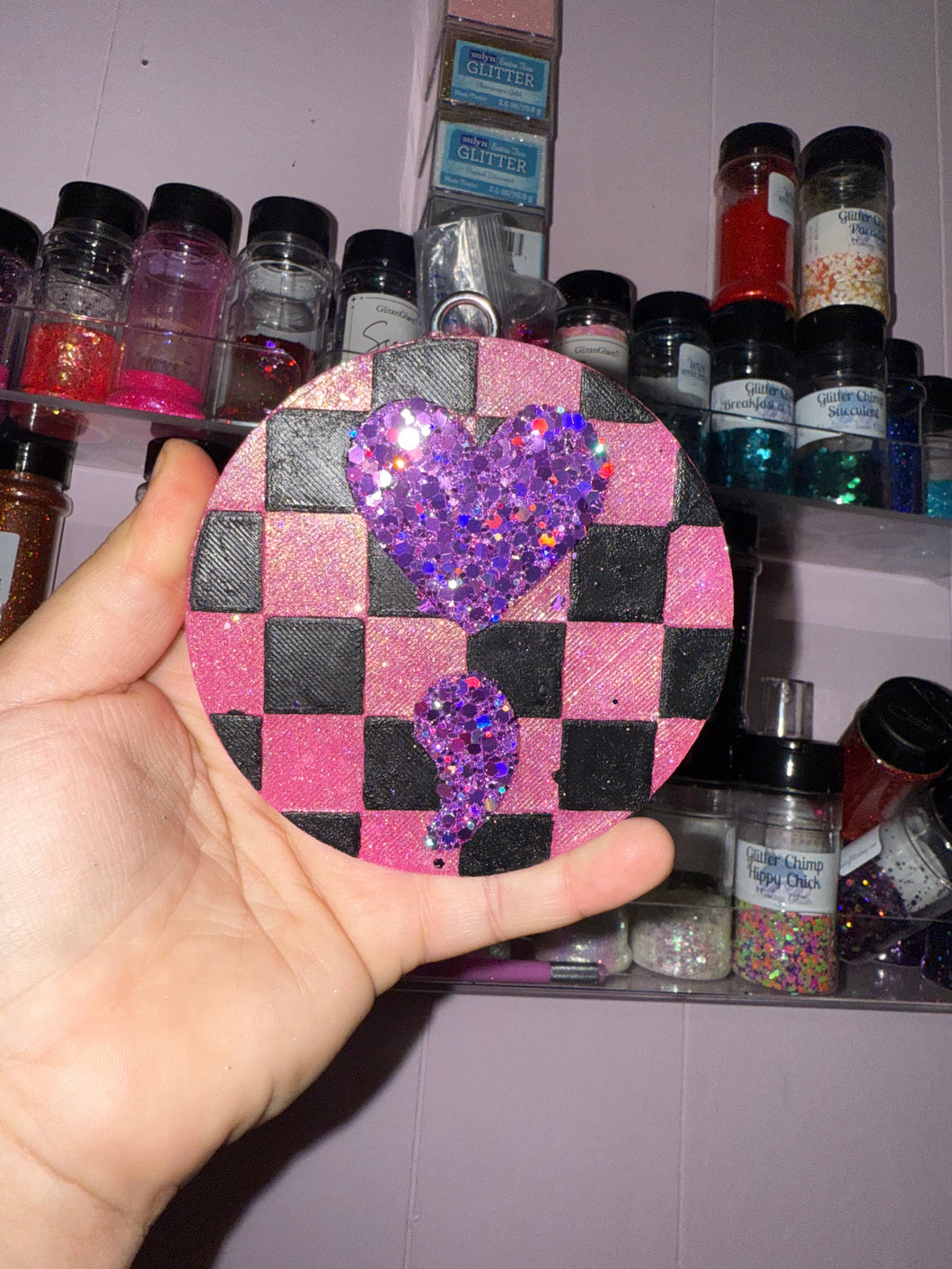 checkered heart semicolon