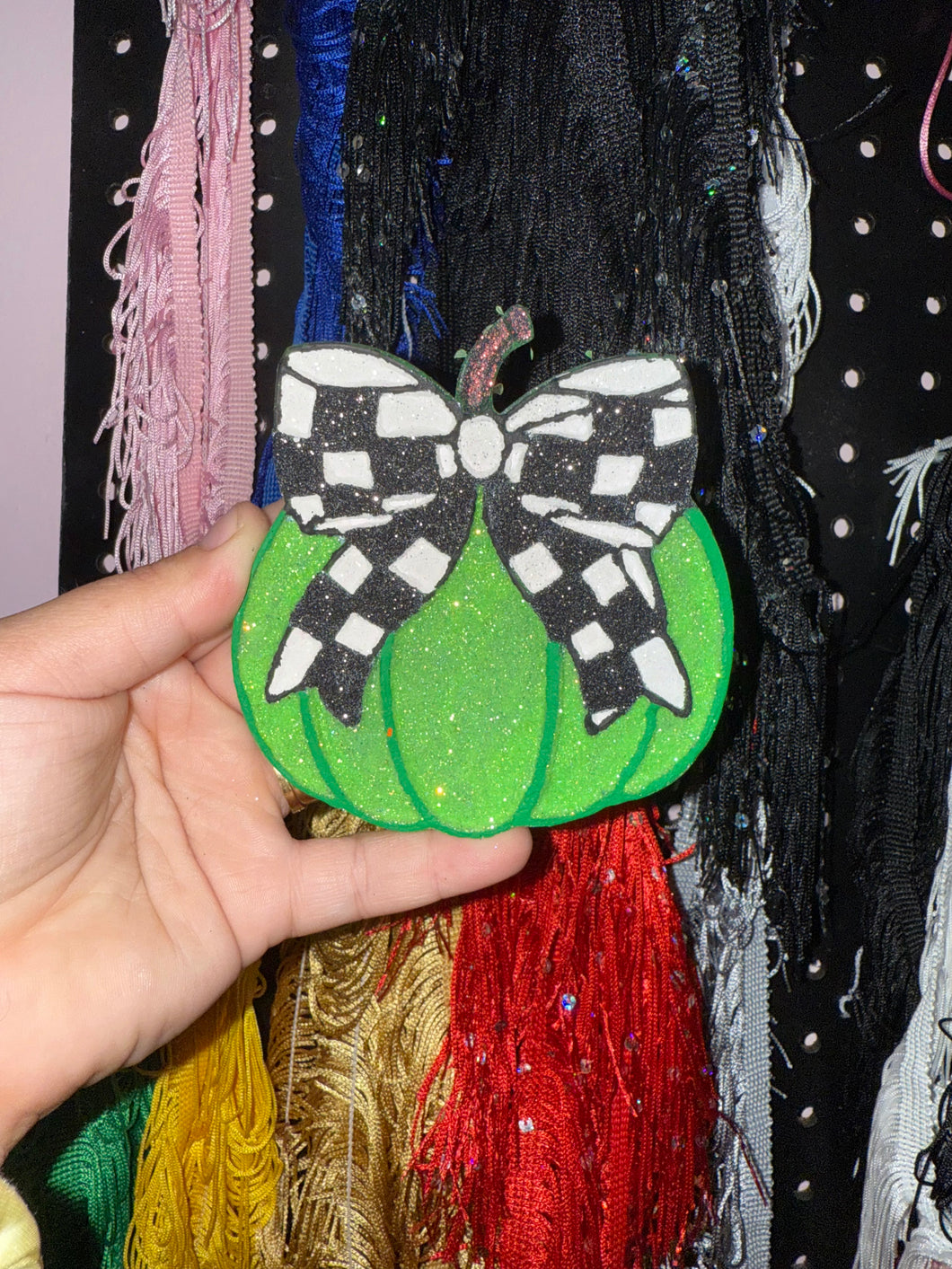 pumpkin checkered bow